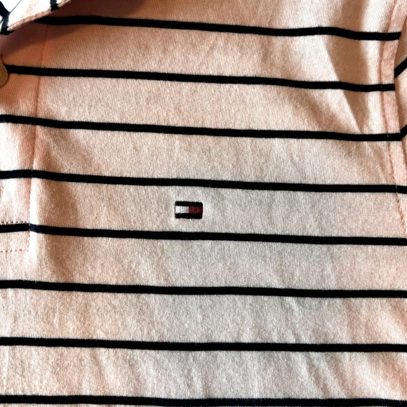 Tommy Hilfiger Men’s Polo Pink with Navy Stripes Size Small - Picture 9 of 10